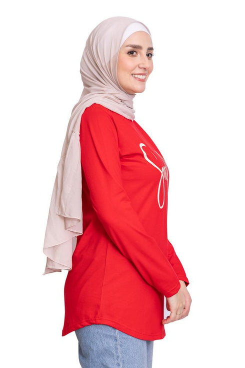 Racing Red Printed Long - Sleeve Design 19 - Khotwh
